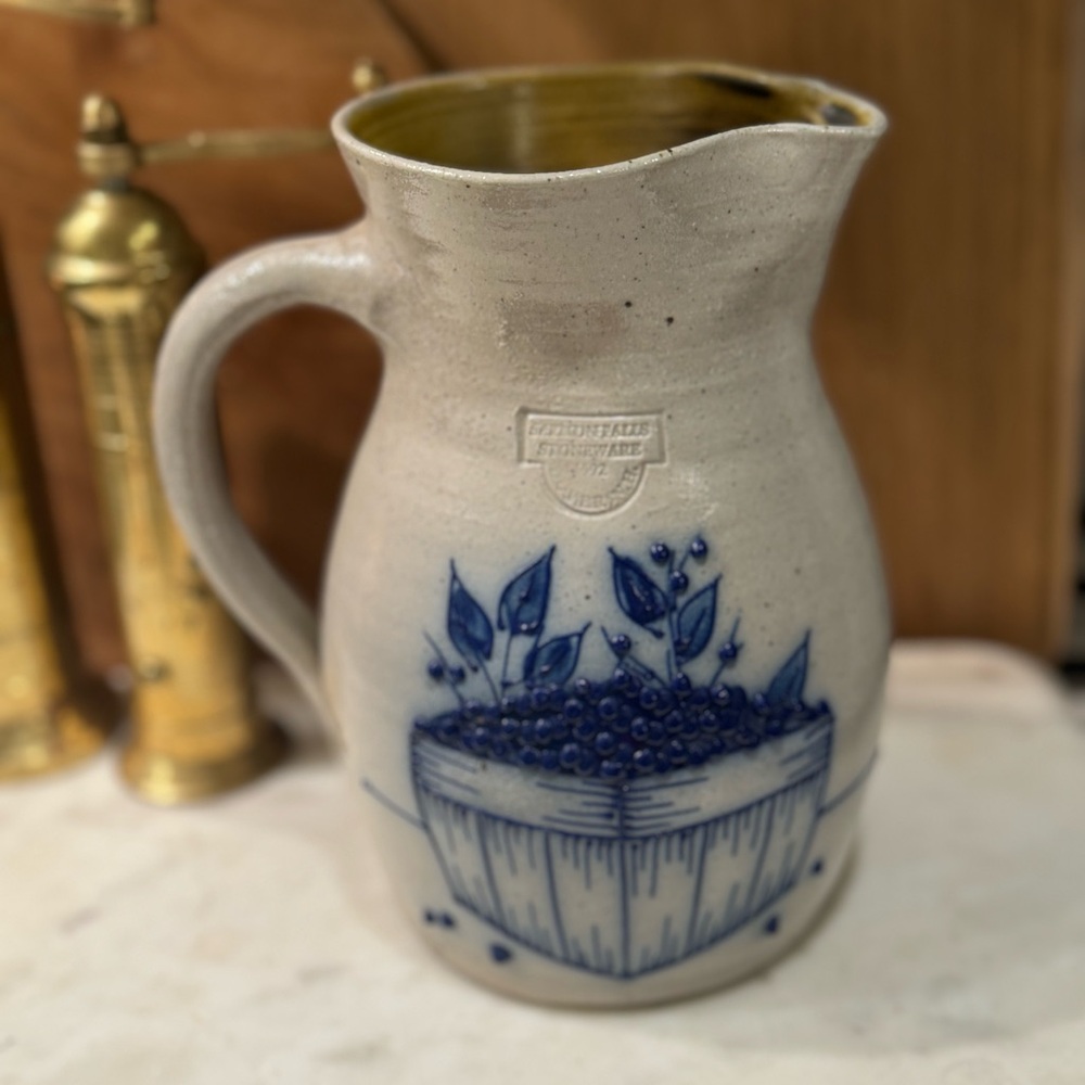 Vintage Salmon Falls "Blueberry Basket" Stoneware Pitcher